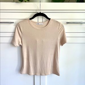 Beige Short Sleeved Zara T-Shirt S